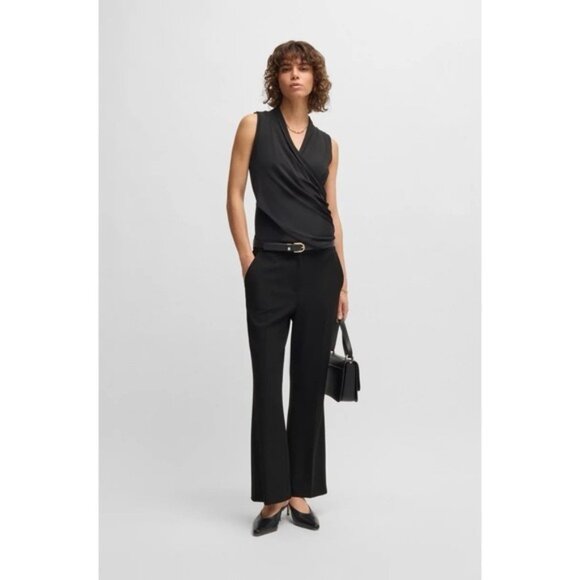 NWT HUGO BOSS Women's Slim Fit Trousers Bootcut Tulea3 Black Size XS 28x34